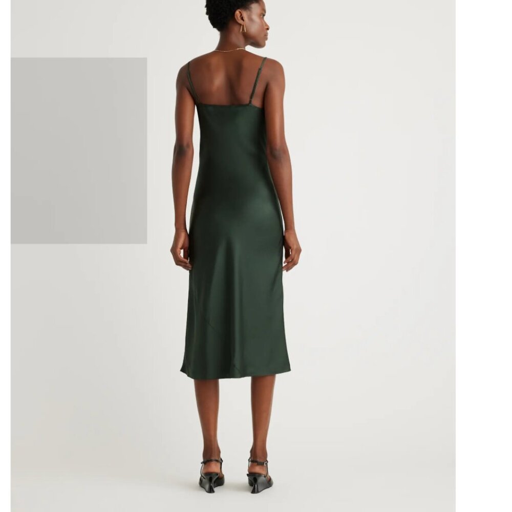 Quince Washable Silk Slip Dress Size Small Forrest Green - Picture 4 of 12